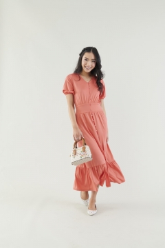 A-Line Midi Ruffle Dress